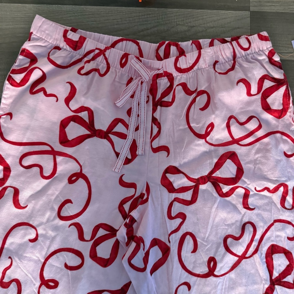 Women's Pink and Red Bow Print Pajama Pants - Picture 6 of 11